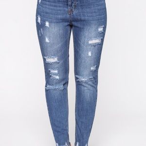 Distressed Mom jeans Dark Denim